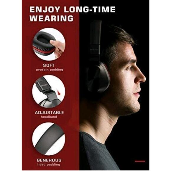 PeohZarr On-Ear Headphones with Microphone, Lightweight Folding Stereo Bass Red - Picture 8 of 10